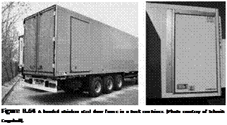 Подпись: Figure 8.64 A bonded stainless steel door frame in a truck container. (Photo courtesy of Schmitz Cargobull). 