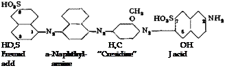 Подпись: HO,S H,C OH Freund a-Naphthyl- “Cresidine” J acid add amine 