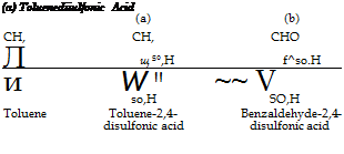 Подпись: (a) Toluenediiulfonic Acid (a) (b) CH, CH, CHO Л щ S°,H f^so.H и W " ~~ У so,H SO,H Toluene Toluene-2,4- Benzaldehyde-2,4- disulfonic acid disulfonic acid 