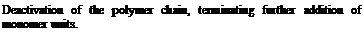 Подпись: Deactivation of the polymer chain, terminating further addition of monomer units.