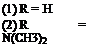 Подпись: (1) R = H (2) R = N(CH3)2 