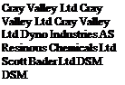 Подпись: Cray Valley Ltd Cray Valley Ltd Cray Valley Ltd Dyno Industries AS Resinous Chemicals Ltd Scott Bader Ltd DSM DSM