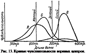 Подпись: Рис. 13. Кривые чувствительности нервных центров. 