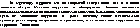 Подпись: По характеру коррозия как на открытой поверхности, так и в щели является общей. Местной коррозии не обнаружено. Наличие внешнего контакта практически не изменяет скорости коррозии. Как видно, сернокислый цинк не усиливает коррозию в щелях, поэтому имеет значительные преимущества перед нитритами и хроматами, хотя полностью коррозию не подавляет. Такое влия-